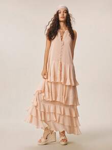 Styleloop Women's Straw Rope Bow Criss-Cross Strap High Heel Round Toe Sandals Valentine's Day Holiday Travel Essential Boho Coachella - Apricot - View 4