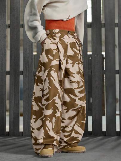 NEON BLANC Standard Size Men's All-Over Print Pleated Wide Leg Loose Fashion Pants