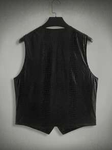 HIMLAND Men's Street Fashion Crocodile Embossed Vest - Multicolor - View 2