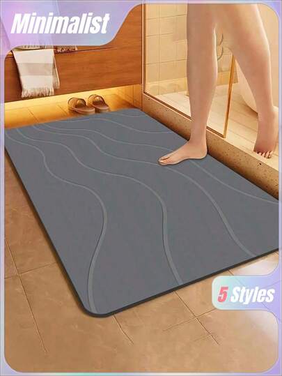 SHEIN 1 件速干浴室垫浴室地毯垫 - 防滑、吸水硅藻泥地板地毯，几何设计，适用于淋浴和入口浴室地毯浴室地垫 E 适用于家庭客厅厨房卧室农舍厨房圣诞节感恩节家庭浴室装饰地板地毯户外地毯门垫夏季浴室配件