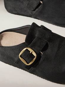 Solecia Women's Buckle Design Casual Slip-On Mules - Black - View 5