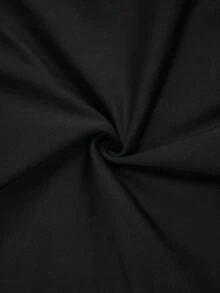 SHEIN Elenzya 大码女式V领露肩袖褶皱腰身修身迷你连衣裙，舒适优雅 - 黑色 - 查看 7