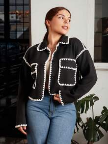 Lupita Cardoza Veste courte bicolore pour l'automne/hiver - Noir et Blanc - Voir 1