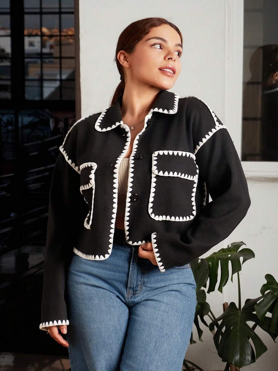 Lupita Cardoza Veste courte bicolore pour l'automne/hiver - Noir et Blanc - Voir 1