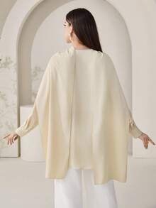Veilorie 女士优雅纯色披肩领衬衫 - 淡黃色 - 查看 8