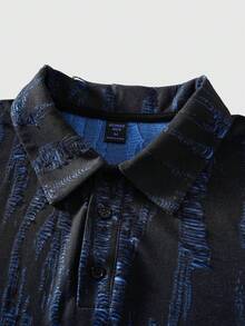 ROMWE MEN Áo polo nam tay ngắn cài cúc phía trước, kiểu dáng thường ngày, phong cách mùa hè. - màu đen - Xem 3