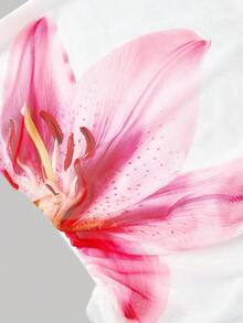 SHEIN MOD 女士不对称领口印花沙滩罩衫，春夏款，女士沙滩装，女士沙滩度假装，印花上衣，可爱 - 白色 - 查看 8