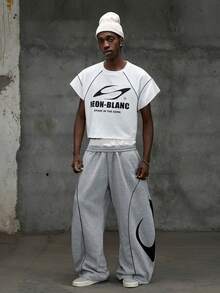 NEON BLANC Men's Street Fashion Casual Sprouting Print Sweatpants - Light Grey - View 2