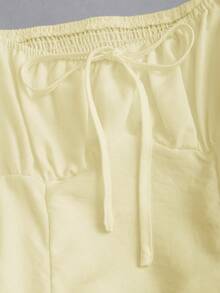 Sweetra 法式浪漫初秋时尚公主风泡泡袖连衣裙，精致腰部设计，不对称下摆，优雅派对可爱白色女装 - 黃色 - 查看 5