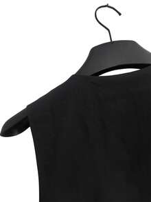SHEIN LUNE CURVE Plus Size Solid Color Mesh Patchwork Asymmetric Hem Blazer Vest - Black - View 3