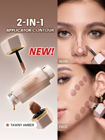 SHEGLAM Precision Sculpt Liquid Contour Duo-Tawny Amber Brand Beauty Makeup Face Paint Cosmetic For Women Girls Perfect For Winter Spring Ideal For Y2K Fancy Fashion Suitable For Birthday Gift Party Ready Best Color
