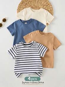 Cozy Pixies 4件套男婴柔软针织圆领长袖套头衫套装 - 藍色 - 查看 3