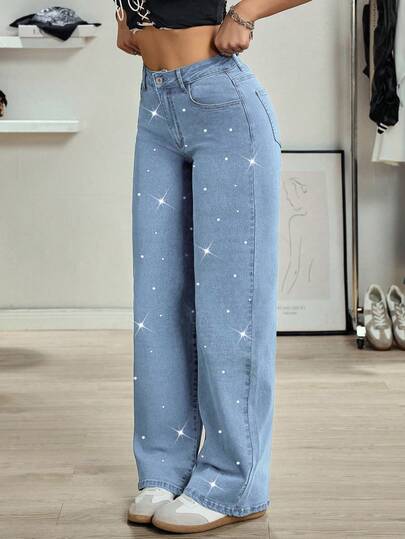 ZYANYA Mezclilla Pantalón cargo Jeans wide leg mujer Pantalones de mezclilla mujer Pantalones anchos pantalon de mezclilla dama vaqueros pantalones vaqueros para mujer pantalón de mezclilla