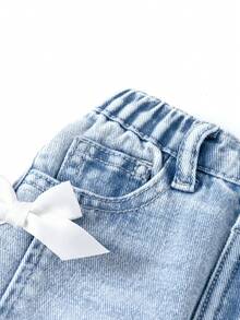 SHEIN Baby/Baby Mädchen Allround Lässige Washed Gerade Bein Jeans - Mittele Waschung - Übersicht 5