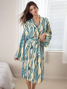 Ocili Women's Soft Striped Fleece Robe, Loungewear Sleepwear - Multicolor - View 5
