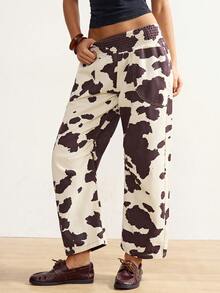 Bohemela Women's Jeans With Elastic Waistband, Loose Fit, Carrot Style, Denim Print.Summer Clothes Spring Break Outfits Carnival Women  Beach Pants  Y2k Women - Multicolor - View 2