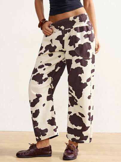 Bohemela Women's Jeans With Elastic Waistband, Loose Fit, Carrot Style, Denim Print.Summer Clothes Spring Break Outfits Carnival Women  Beach Pants  Y2k Women