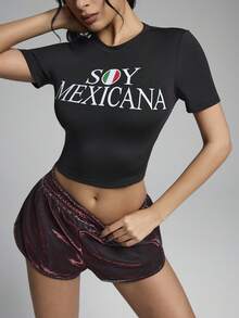 Innovista Women's Minimalist Print Short Sleeve Tennis Shirt - Black - View 5