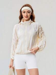 OutZeal Women Sun-Proof Jacket Camping Hiking Back Mesh Design Stand Collar Zip Up Outdoor Tops - Yellow - View 8