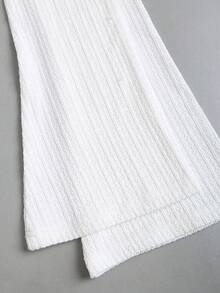 Sweetra Y2K Asymmetrical Hem Pleated Textured 2 Pieces Set, Versatile For Commuting & Wide-Leg - White - View 4