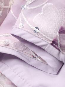 DAZY Women's Elegant Floral V-Neck Puff Sleeve Blouse And Fish Tail Hem Skirt 2-Piece Set, Spring/Summer,Wedding Guest Dress Women - Purple - View 9