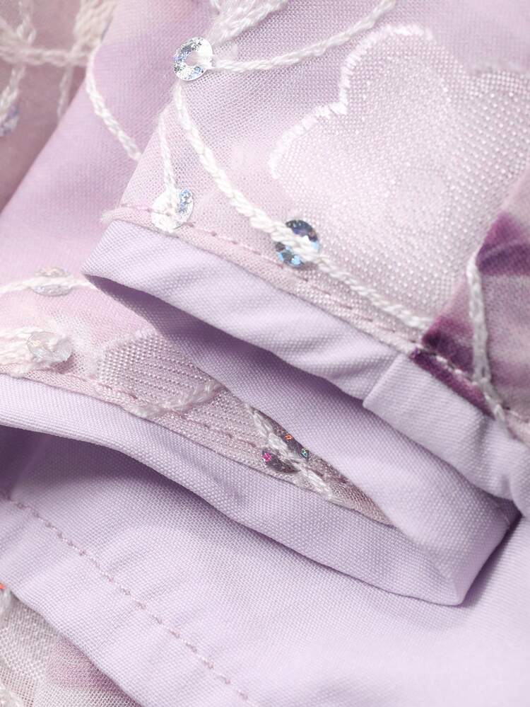 Women's Elegant Floral V-Neck Puff Sleeve Blouse And Fish Tail Hem Skirt 2-Piece Set, Spring/Summer,Wedding Guest Dress Women