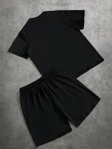 PAVTROS Men's Round Neck Short Sleeve Casual T-Shirt Set, Fashion & Versatile For Summer - Black - View 2