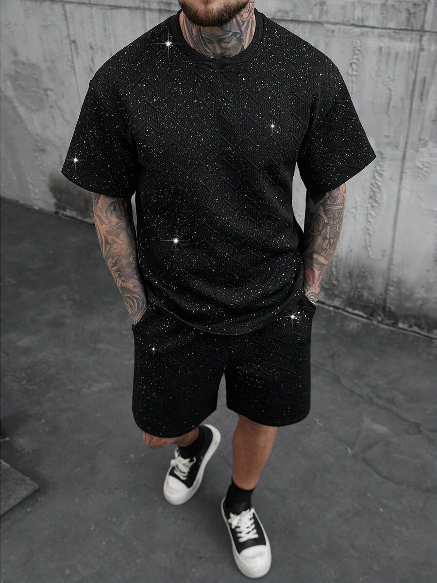 SLATEMANN 男士两件套圆领针织上衣，带弹性抽绳和插袋，2 件装…… - 黑色 - 查看 1