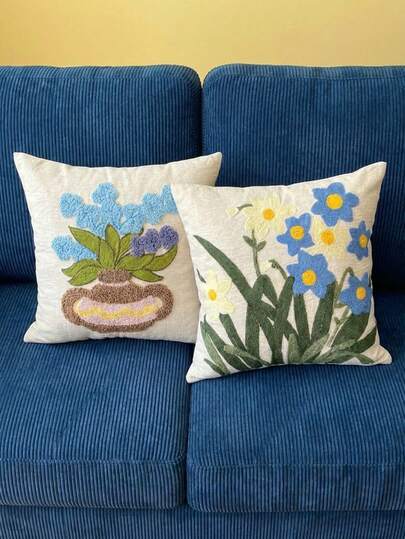 Joivida 1pc Pillowcase, Without Inner Core, Decorative Cushion Cover, Unique Farmhouse Style Pillowcase, Suitable For Living Room, Bedroom, Office Decoration, Home Decoration, Sofa Accessories, Home Decoration, Farmhouse Style, Soft Fabric, High-Quality Decoration, Pillowcase, Embroidered Pillowcase