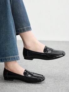 CUCCOO BIZCHIC Joy&Peace, Genuine Imported Women's Flat Loafers, Style, Autumn 2024, N1501. - Black - View 5