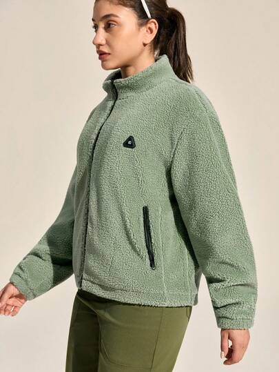 Exploreva Women's Casual Solid Color Outdoor Fleece Jacket, Autumn/Winter