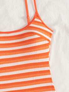 Swim SPRTY Women's Surfing Suit One-Piece Swimsuit, Sleeveless Backless Beach Vacation Swimming Pool Party Casual Stylish Spring/Summer Swimwear Knitted Bathing Suit Orange Bathing Suit Women - Orange - View 4