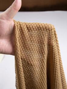 Bellisia 3pcs Women's Elegant Casual Halter Tie Bikini Set With Asymmetric Trim & Mesh Skirt, Summer Beach Wear - Camel - View 8