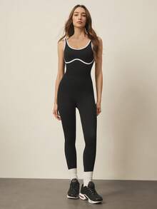 With My Calm Women's Edged Daily Fitness Camisole Jumpsuit - Multicolor - View 4