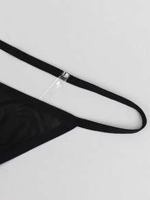 1pc Men's Sexy Hollow Out Mesh Bodysuit, Slim Fit, Black - Black - View 7