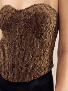 MOTF PREMIUM WOMEN'S SEXY LACE STRAPLESS TOP - Army Green - View 1