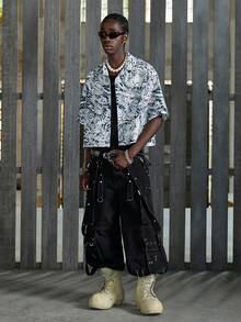 NEON BLANC 男士街头时尚印花短袖衬衫 - 藍白色 - 查看 7