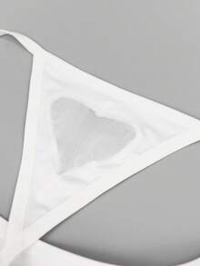 1pc Men's Sexy Underwear With Cute White Hollow Heart Mesh Design - White - View 5