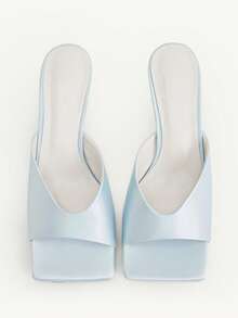 CUCCOO CHICEST Open Toe Heeled Mules Back To School Shoes College Student Shoes Spring Shoes Spring Break Easter For Christmas Valentine's Day Elegant Shoes - Light blue - View 9