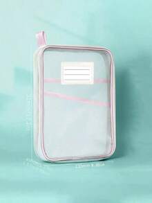 A4双层尼龙网眼收纳袋，加厚L型大容量网眼文件袋，学生便携拉链背包，带提手的科目分类袋，透明学生考试袋，文件袋，书籍作业收纳袋，适用于学校用品。 - 彩色 - 查看 2