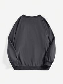 EMERY ROSE Áo nỉ dài tay cổ tròn in chữ dành cho nữ, kiểu dáng thường ngày, thích hợp mặc đi học, dự lễ tốt nghiệp, cho giáo viên, mùa thu tựu trường. - Xám - Xem 2