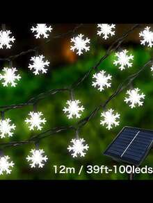 Solar Snowflake String Lights, 5m 20leds / 7m 50leds /12m 100leds Christmas Decorations, Multicolor 8 Lighting Modes, Outdoor Waterproof Garden Festive Decor, Romantic Atmosphere, For Courtyard, Patio, Holiday, Party, Christmas Tree Decoration - Snowflake - View 15