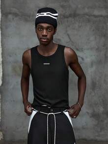 NEON BLANC Áo tank top nam dáng rộng không tay, màu đen, có họa tiết thêu ở lưng, thích hợp cho mùa hè. - màu đen - Xem 4