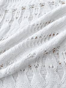 SHEIN 少女镂空荷叶边喇叭袖长袖沙滩罩衫连衣裙，夏季 - 白色 - 查看 6