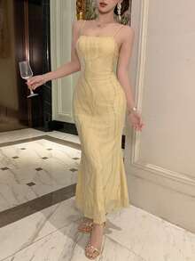 DAZY Sequin Bodycon Mid-Length Dress For Women, Party/Banquet Summer Maxi Dress Sundress Cocktail Dress - Apricot - View 6