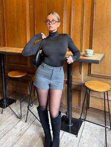 Bethéva 高領合身緊身衣 - 黑色 - 查看 4