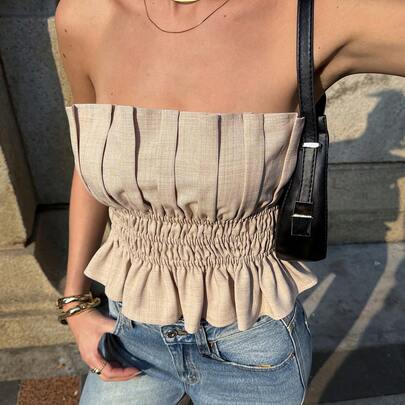 Women Strapless Ple…