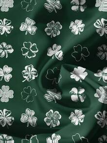 EMERY ROSE Blus Wanita Ukuran Besar Minimalis Kasual Motif Daun Semanggi Hari St. Patrick, Leher V, Trim Ruffle, Lengan Pendek, Cocok untuk Musim Gugur, Musim Panas, Liburan - Hijau - View 3