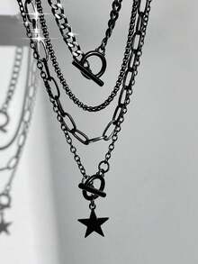 ROMWE 4 Mặt Dây Chuyền Hình Ngôi Sao Phong Cách Punk, Thích Hợp Cho Các Buổi Tiệc Thắp Sáng, Lễ Hội Âm Nhạc, Trang Sức Quyến Rũ Phong Cách Gothic, Món Quà Hoàn Hảo - Màu đen - ngôi sao - Xem 6