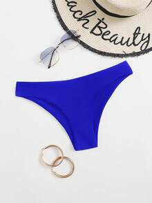 Swim Basics 女士纯色比基尼泳裤，适合海滩度假 - 寶藍色 - 查看 5